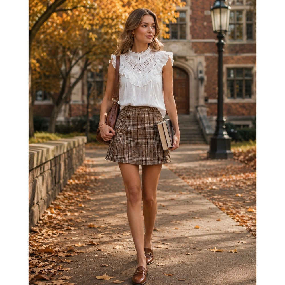 Design History White Eyelet Lace Ruffle Mock Neck Sleeveless Top Small Victorian